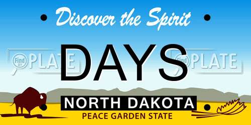 DAYS North Dakota License Plate