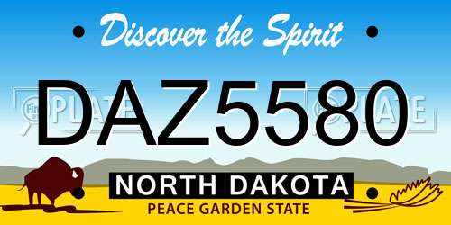 DAZ5580 North Dakota License Plate