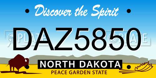 DAZ5850 North Dakota License Plate