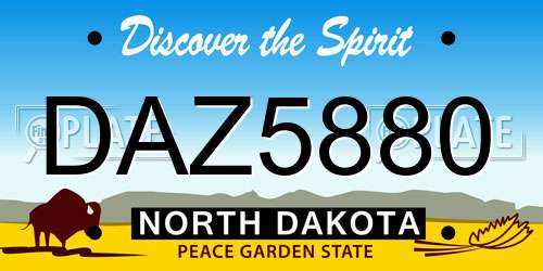 DAZ5880 North Dakota License Plate