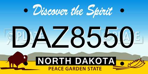 DAZ8550 North Dakota License Plate