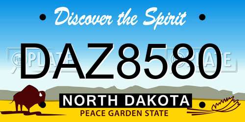 DAZ8580 North Dakota License Plate
