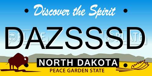 DAZSSSD North Dakota License Plate