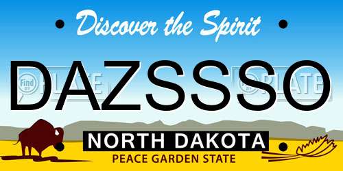 DAZSSSO North Dakota License Plate