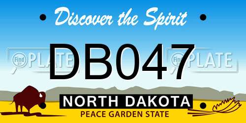 DB047 North Dakota License Plate