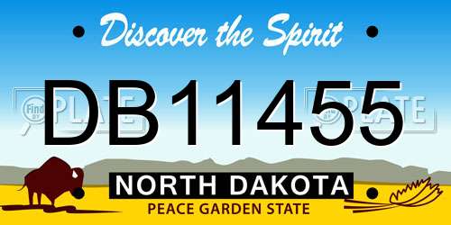 DB11455 North Dakota License Plate