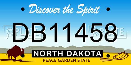 DB11458 North Dakota License Plate
