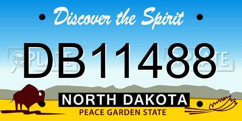 DB11488 North Dakota License Plate