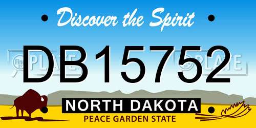 DB15752 North Dakota License Plate