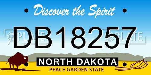 DB18257 North Dakota License Plate