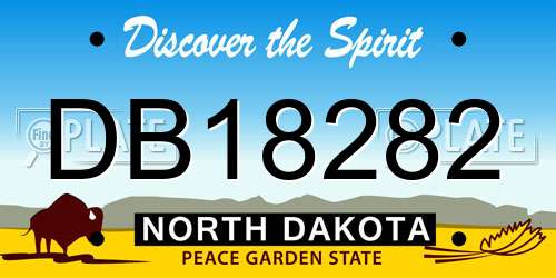 DB18282 North Dakota License Plate