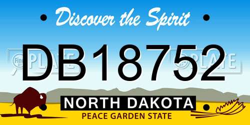 DB18752 North Dakota License Plate
