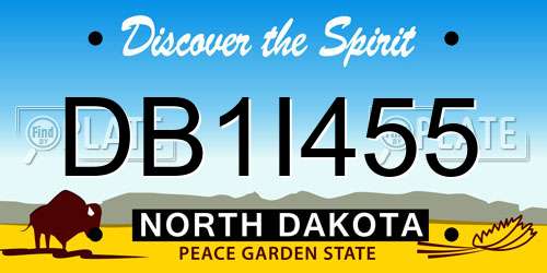 DB1I455 North Dakota License Plate