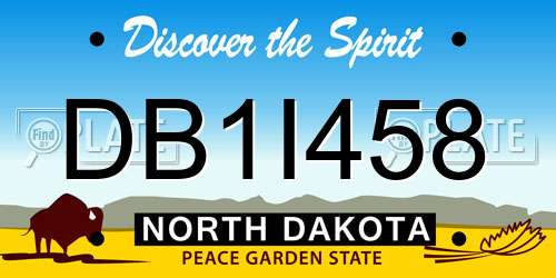 DB1I458 North Dakota License Plate
