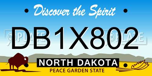DB1X802 North Dakota License Plate
