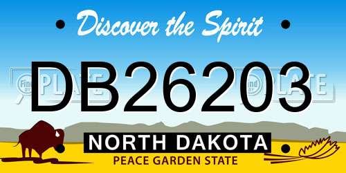 DB26203 North Dakota License Plate