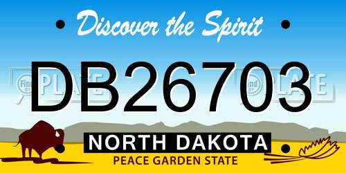 DB26703 North Dakota License Plate
