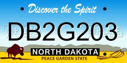 DB2G203 North Dakota License Plate