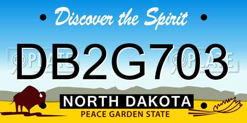 DB2G703 North Dakota License Plate