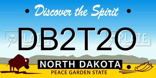 DB2T2O North Dakota License Plate