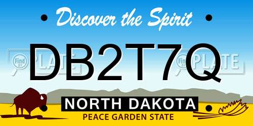 DB2T7Q North Dakota License Plate
