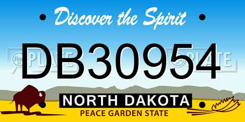 DB30954 North Dakota License Plate