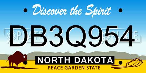 DB3Q954 North Dakota License Plate