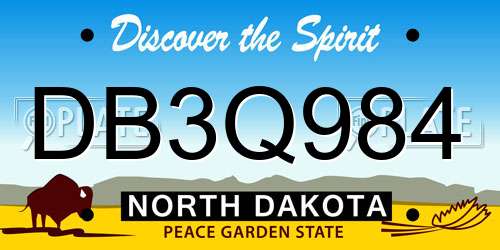 DB3Q984 North Dakota License Plate