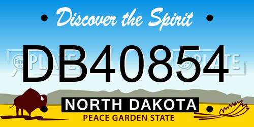 DB40854 North Dakota License Plate