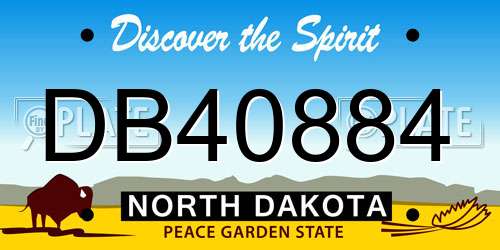 DB40884 North Dakota License Plate