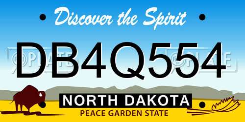 DB4Q554 North Dakota License Plate