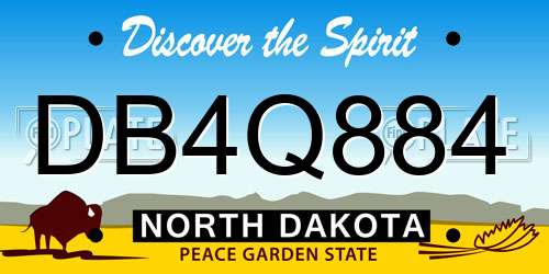 DB4Q884 North Dakota License Plate