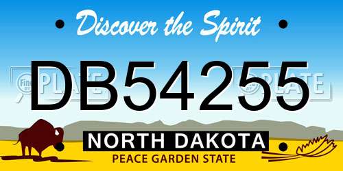 DB54255 North Dakota License Plate