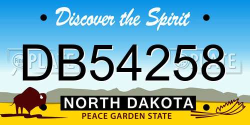 DB54258 North Dakota License Plate