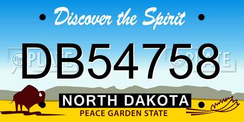 DB54758 North Dakota License Plate