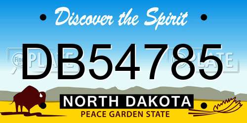 DB54785 North Dakota License Plate