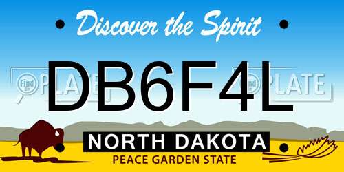 DB6F4L North Dakota License Plate