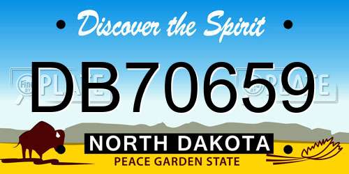 DB70659 North Dakota License Plate