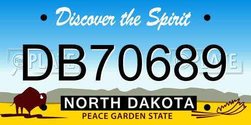 DB70689 North Dakota License Plate