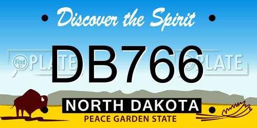 DB766 North Dakota License Plate