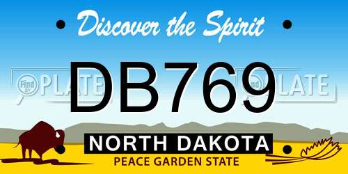 DB769 North Dakota License Plate