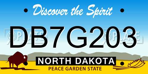 DB7G203 North Dakota License Plate
