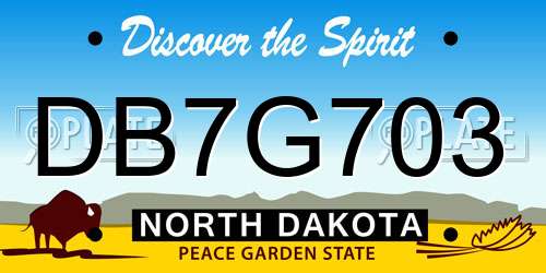 DB7G703 North Dakota License Plate
