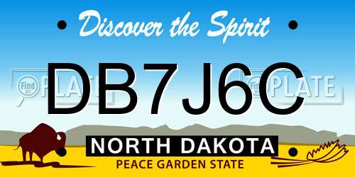 DB7J6C North Dakota License Plate