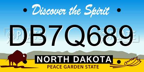 DB7Q689 North Dakota License Plate