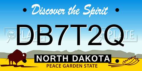 DB7T2Q North Dakota License Plate