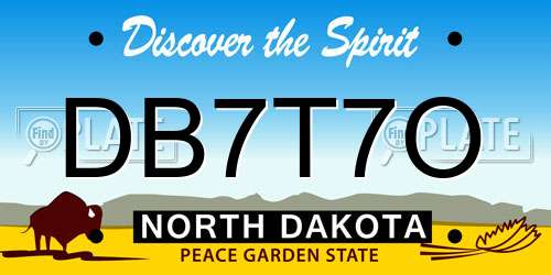 DB7T7O North Dakota License Plate