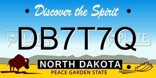 DB7T7Q North Dakota License Plate