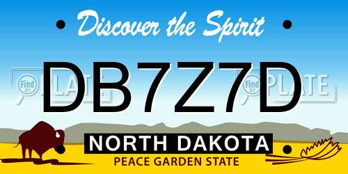 DB7Z7D North Dakota License Plate