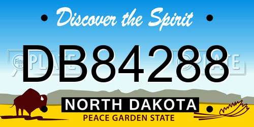 DB84288 North Dakota License Plate
